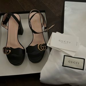 Gucci, GG Marmont Leather Platform Sandal